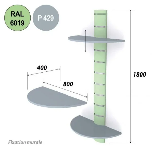 De gros ✨ Colonne Murale + 3 Tablettes 800 Mm – Vert Anis + Gris 🤩 3