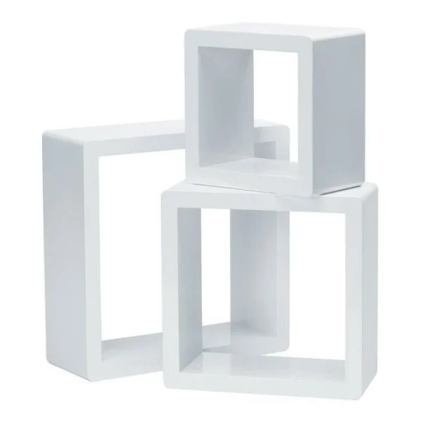 Meilleure vente 🎉 Cubes Blanc Laqué 17×17+22×22+27x27cm – Par 3 😍 3