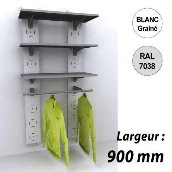 Vente flash 🔔 Etagére Murale Vélo 1800 Mm -kit 3 Tablettes + Penderie – 900 Mm – Blanc – Par 2 ✨ 1