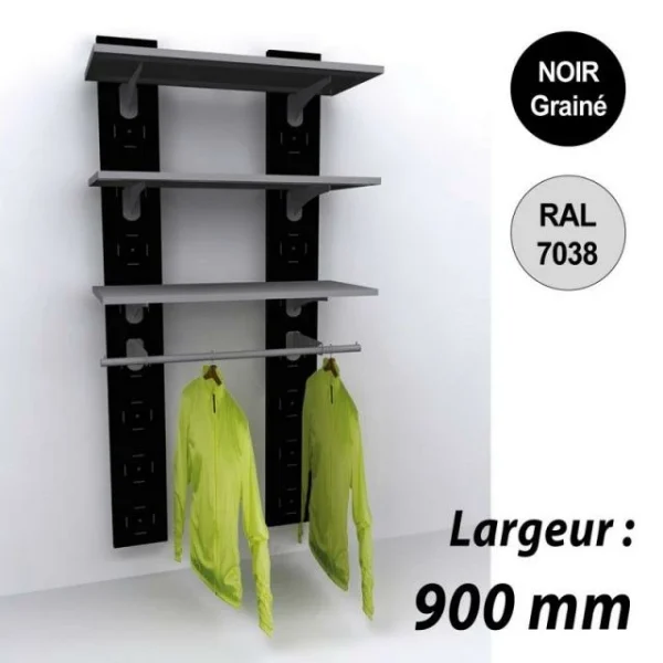 Remise 👍 Etagére Murale Vélo 1800 Mm -kit 3 Tablettes + Penderie – 900 Mm – Noir – Par 4 😍 1