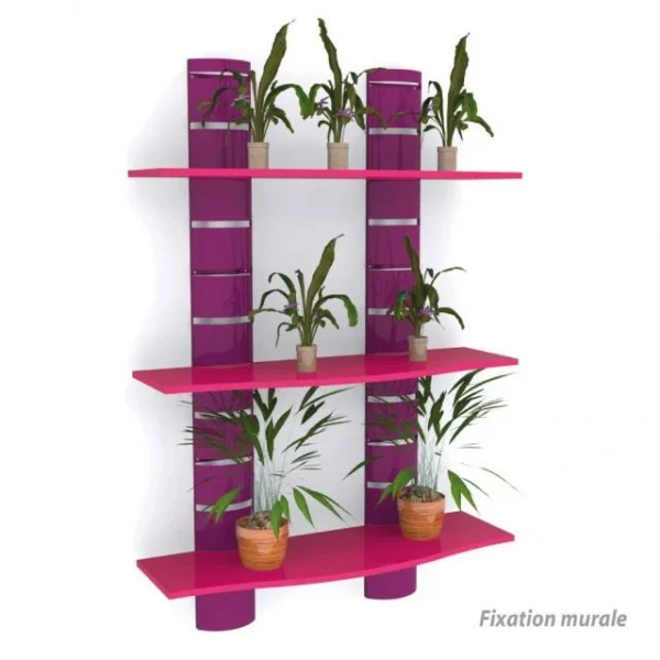 De gros 🥰 Kit 2 Colonnes Murales + 3 Tablettes 1200 Mm Fleurs – Violet + Rose – Par 2 ✨ 1