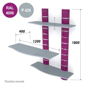 Sortie 😀 Kit 2 Colonnes Murales + 3 Tablettes 1200 Mm – Violet + Gris ⌛ 6