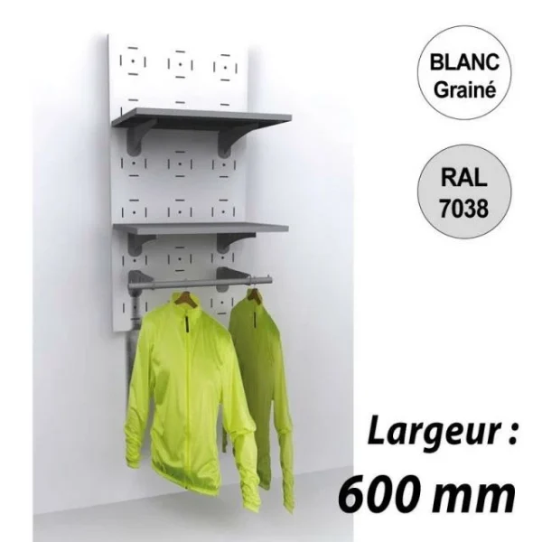 Tout neuf ✨ Panneau Mural Vélo 1200 Mm – Kit 2 Tablettes + Penderie – 600 Mm – Blanc – Par 2 🤩 1