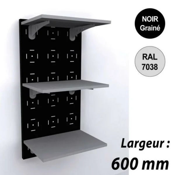 Meilleure vente ✨ Panneau Mural Vélo 1200 Mm – Kit 3 Tablettes – 600 Mm – Noir – Par 2 🧨 1