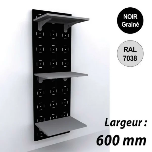 Vente flash 👏 Panneau Mural Vélo 1800 Mm – Kit 3 Tablettes – 600 Mm – Noir 🔥 1