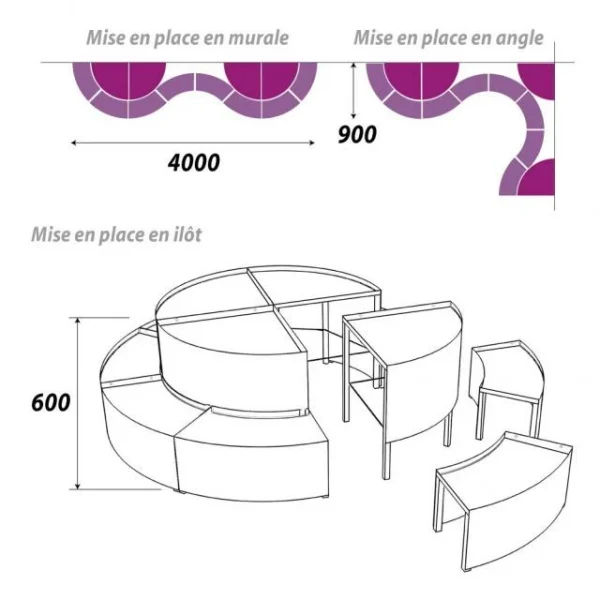 De gros ⌛ Présentoir 1800 Mm – Podium Présentation Fleurs – 2 Niveaux – Violet ❤️ 5