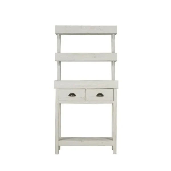 Promo 🧨 Présentoir Fleuriste 2 Tiroirs Blanc Bois Massif 79x30x160 TRADIS ⭐ 1