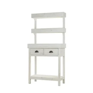 Promo 🧨 Présentoir Fleuriste 2 Tiroirs Blanc Bois Massif 79x30x160 TRADIS ⭐ 8